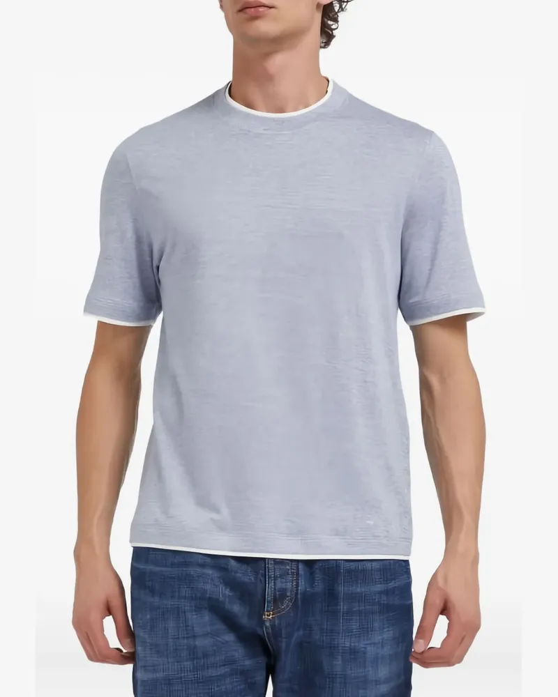 Brunello Cucinelli T-Shirt mit Borte - Grau Grau