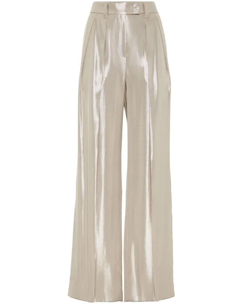 Brunello Cucinelli Wide-Leg-Hose mit Bundfalten - Nude Nude