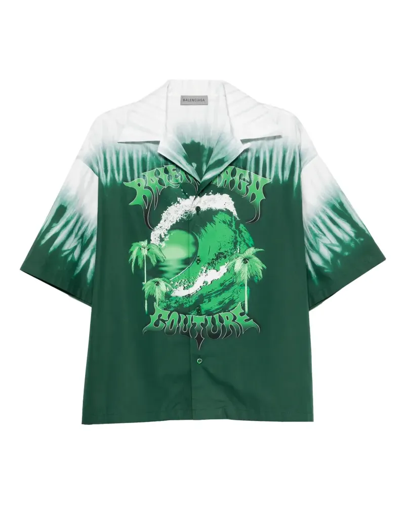 Balenciaga Hemd mit grafischem Print - Grün Grün