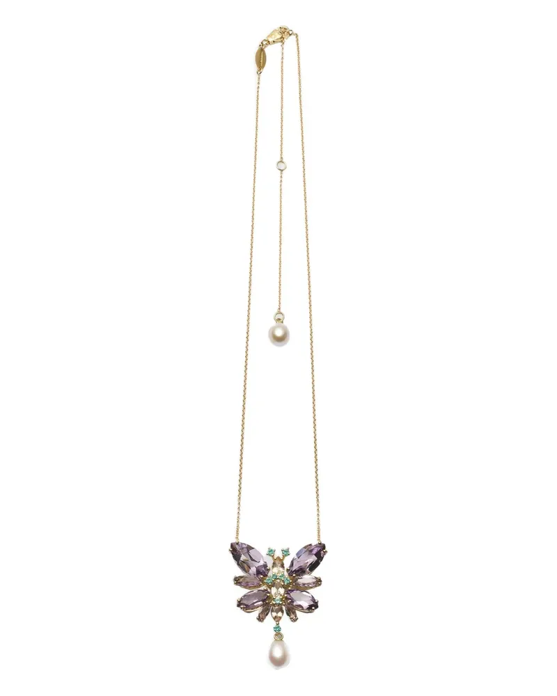 Dolce & Gabbana 18K yellow gold Butterfly multi-stones necklace Gold