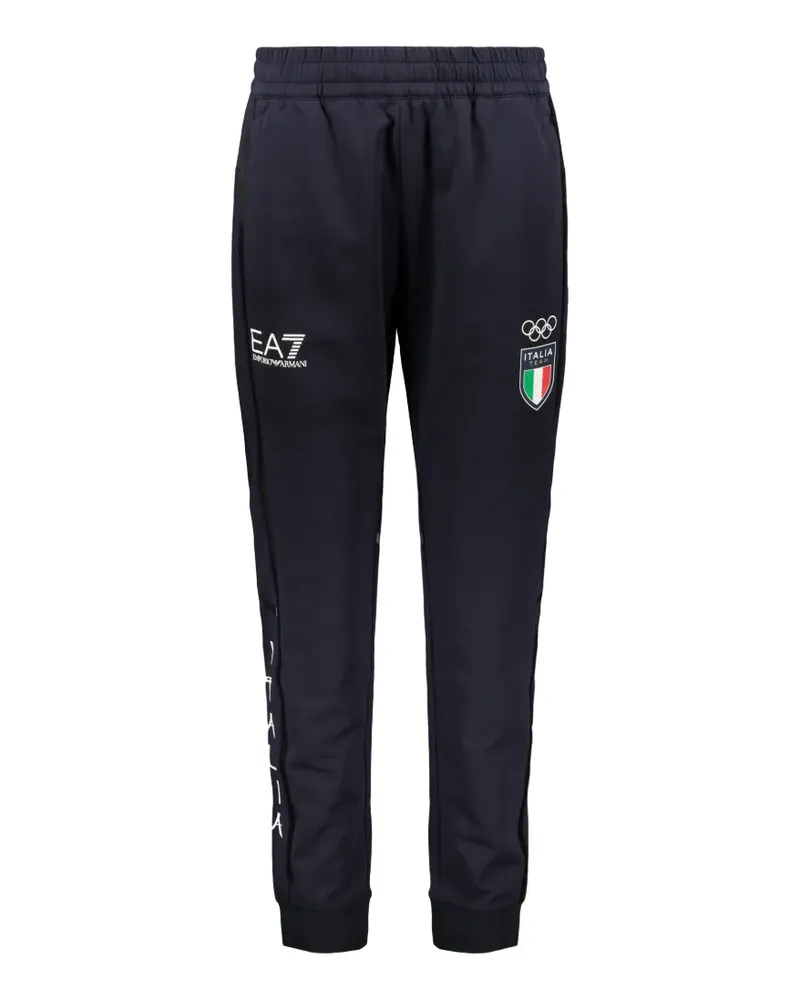EA7 Italia Team logo-print track pants - Blau Blau