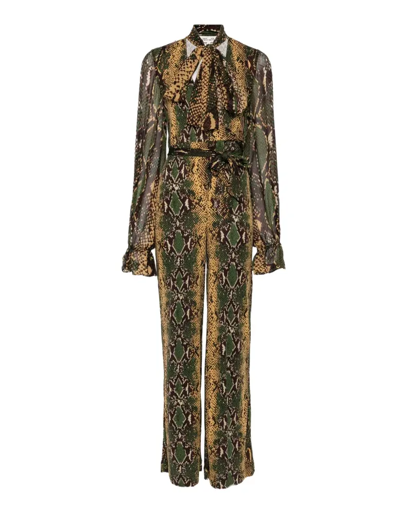 Diane von Furstenberg Lucia Jumpsuit mit Schlangenleder-Print - Gelb Gelb