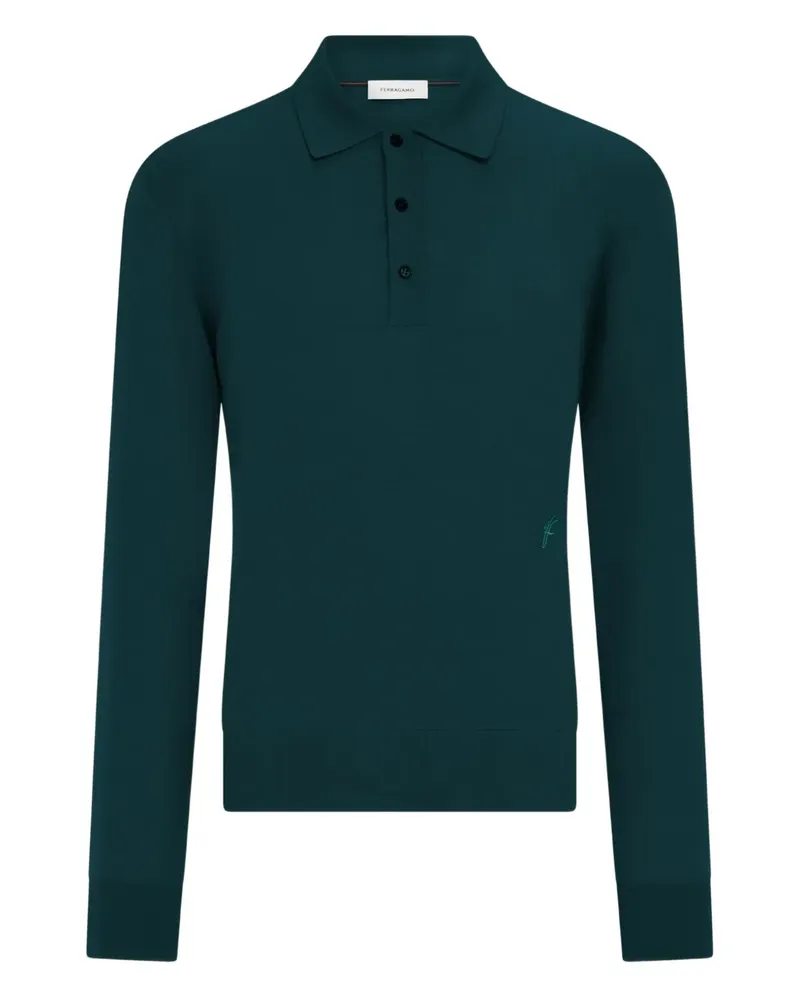 Ferragamo Langärmeliges Woll-Poloshirt - Grün Grün