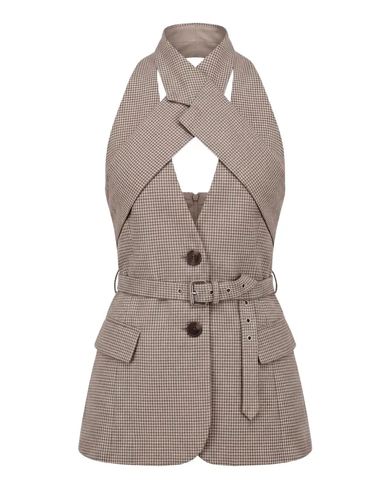 Monse houndstooth-pattern cross-lapel vest - Braun Braun