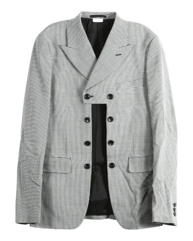 Comme des Garçons houndstooth-pattern cut-out double-breasted blazer - Schwarz Schwarz