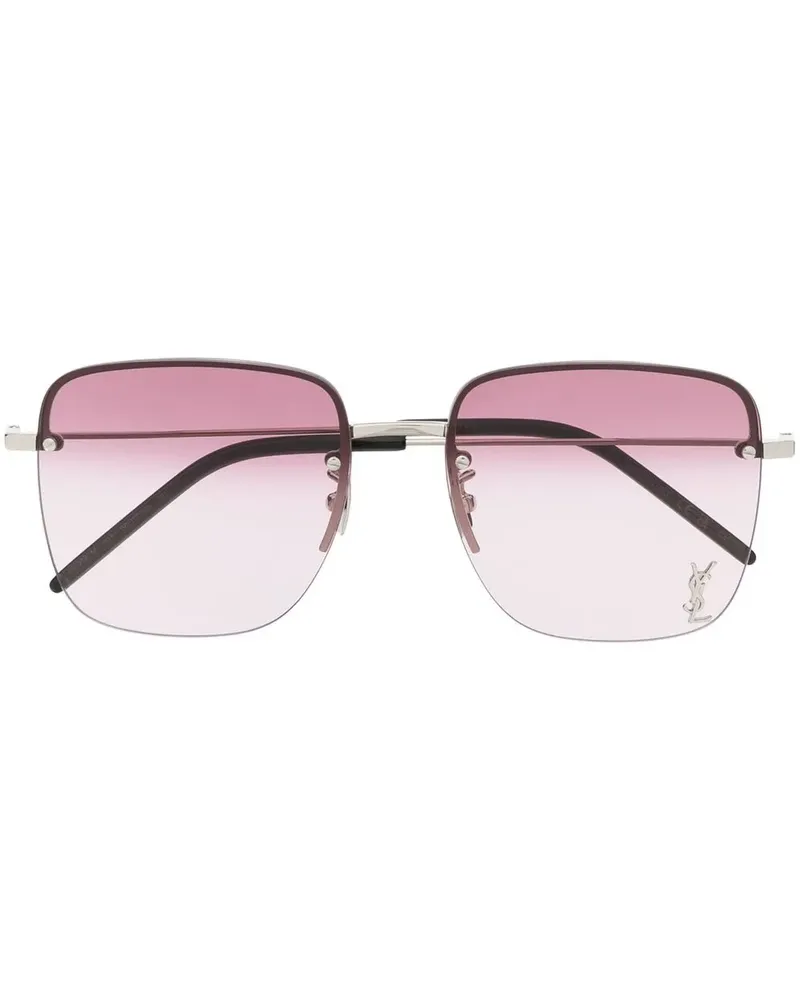 Saint Laurent Sonnenbrille mit eckigem Gestell - Silber Silber