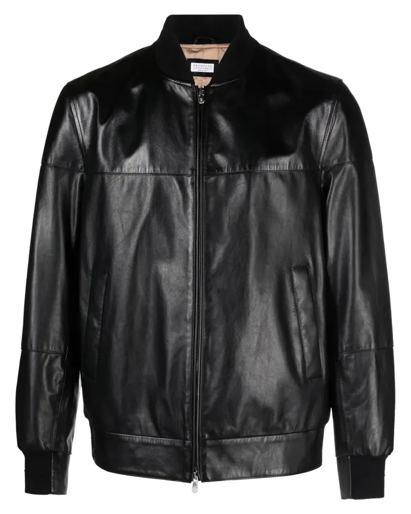 Brunello Cucinelli Bomberjacke aus Leder - Schwarz Schwarz