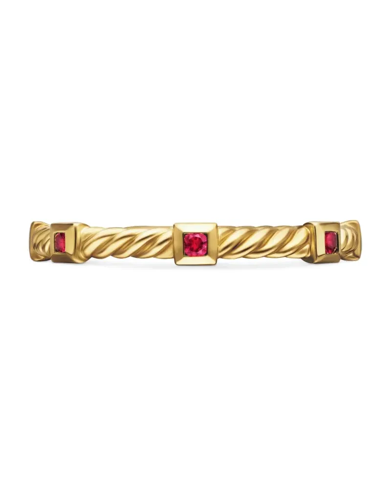 David Yurman 18kt Cable Collectibles Gelbgoldring mit Rubin 2mm Gold