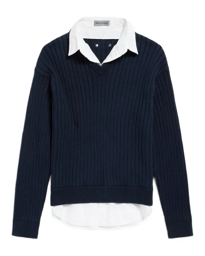 Balenciaga Gerippter Pullover im Layering-Look - Blau Blau