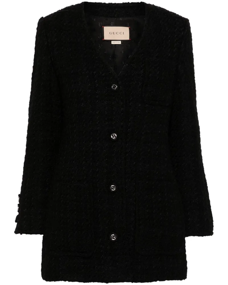 Gucci Einreihige Tweed-Jacke - Schwarz Schwarz