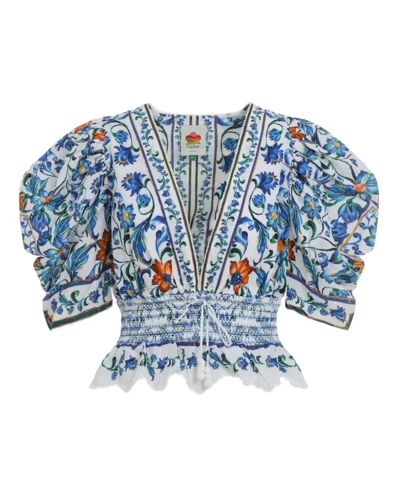 FARM Rio V-neck floral-pattern top - Weiß Weiß