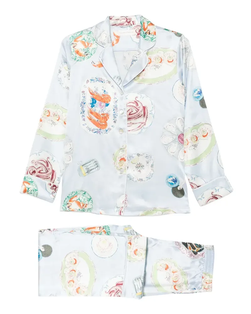 Olivia von Halle Pyjama aus Seide - Blau Blau