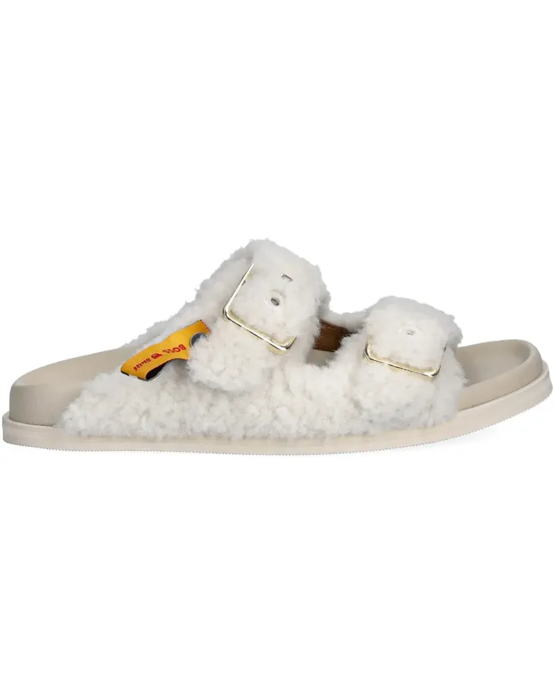 HUGO BOSS buckle fur-trimmed sandals - Weiß Weiß