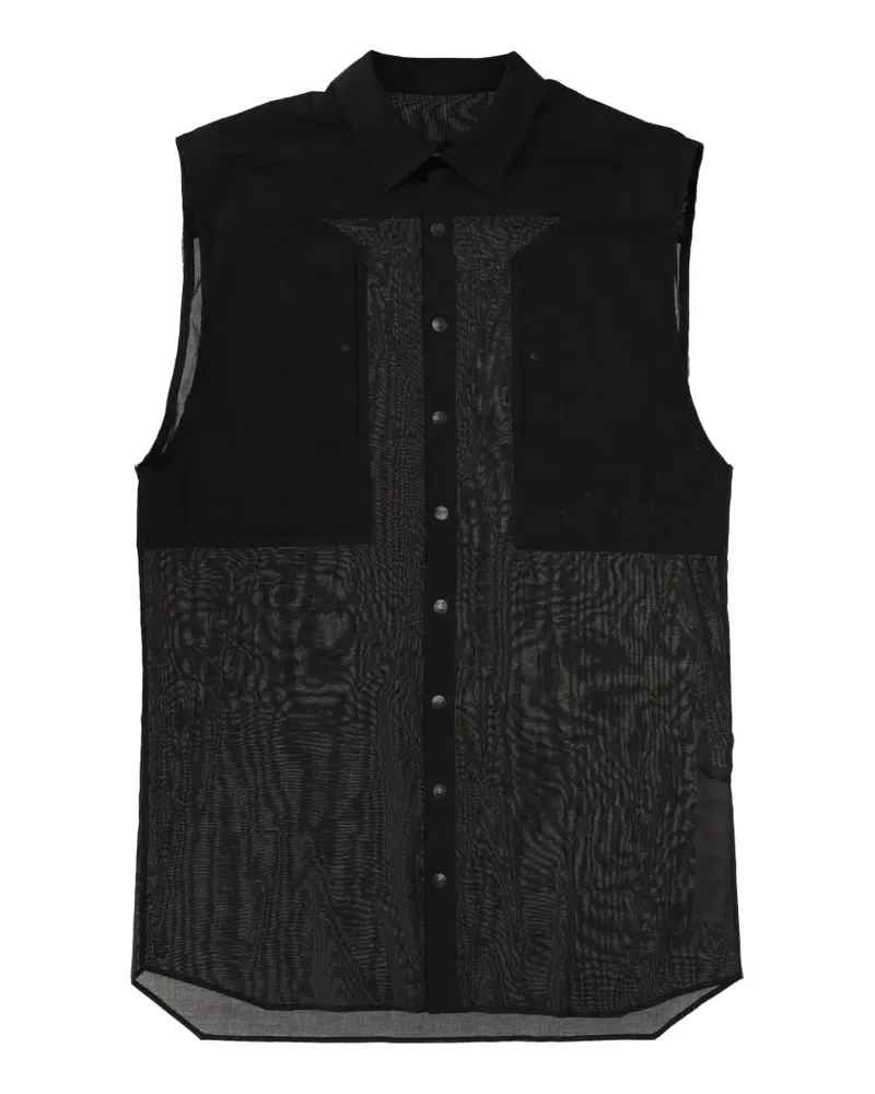 Rick Owens Ärmelloses Hemd mit Mesh-Einsatz - Schwarz Schwarz