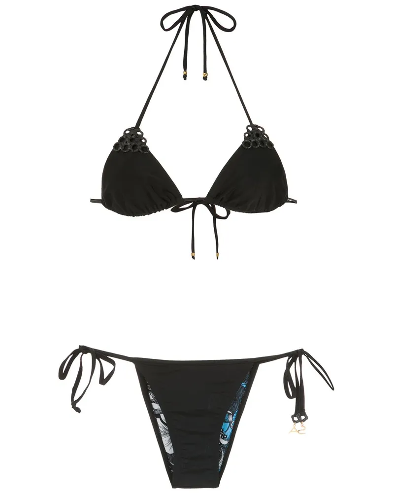 Amir Slama Verzierter Triangel-Bikini - Schwarz Schwarz