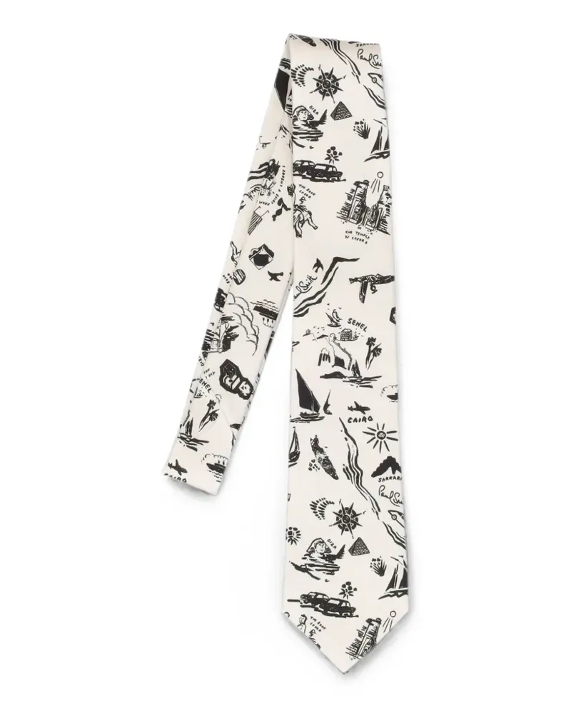 Paul Smith Travel Stories-print tie - Nude Nude