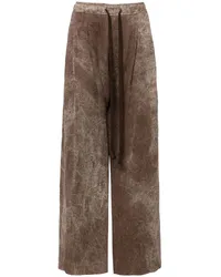 Ziggy Chen Kordelzug-Hose mit Stone-Wash-Print Braun