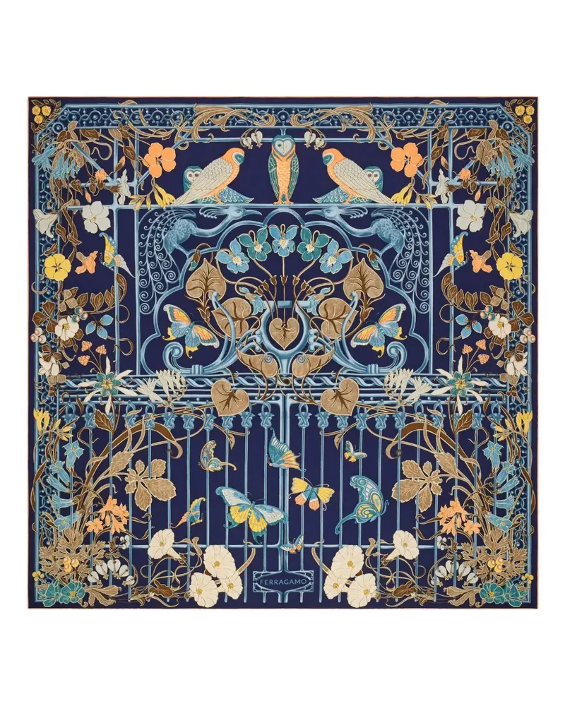 Ferragamo Seidenschal mit Liberty-Print - Blau Blau
