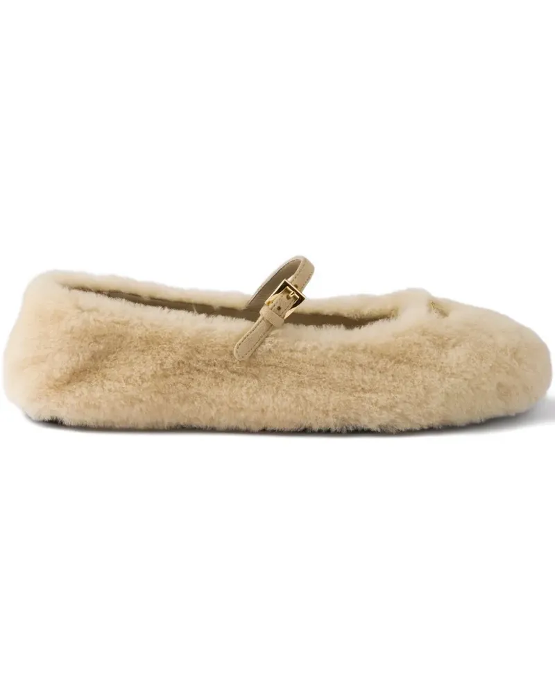 Prada Ballerinas aus Shearling - Nude Nude