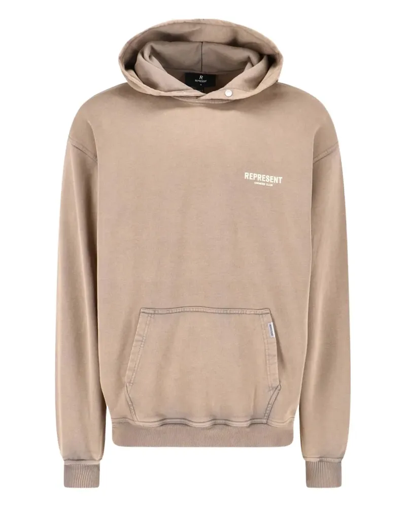 REPRESENT logo-print hoodie - Nude Nude