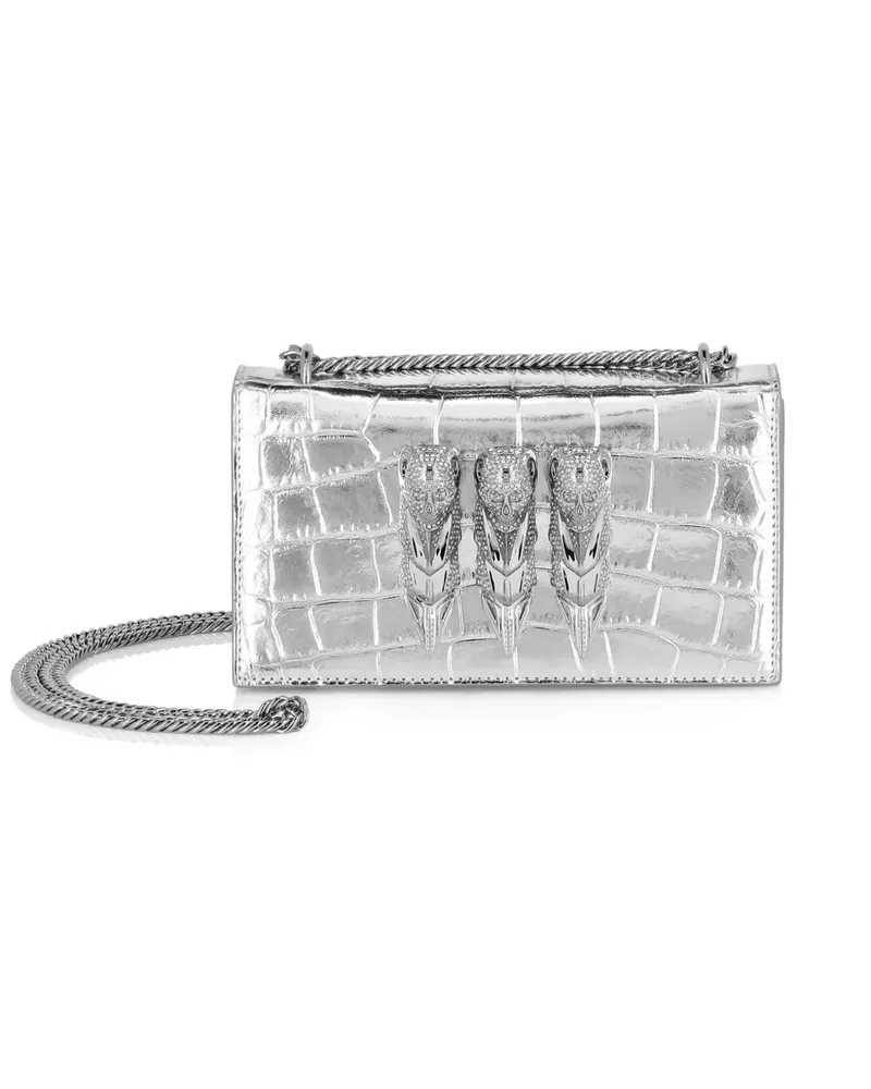 Philipp Plein Kleine Schultertasche mit Totenkopf - Silber Silber
