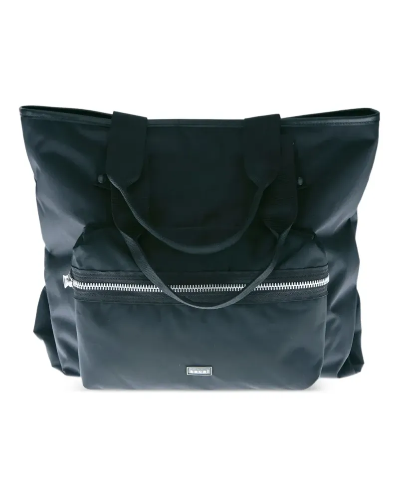 Sacai Große Handtasche mit Reißverschluss - Schwarz Schwarz