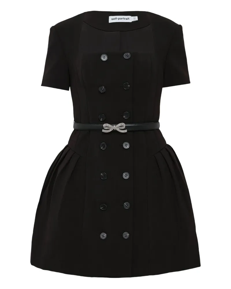 Self-Portrait belted mini dress - Schwarz Schwarz