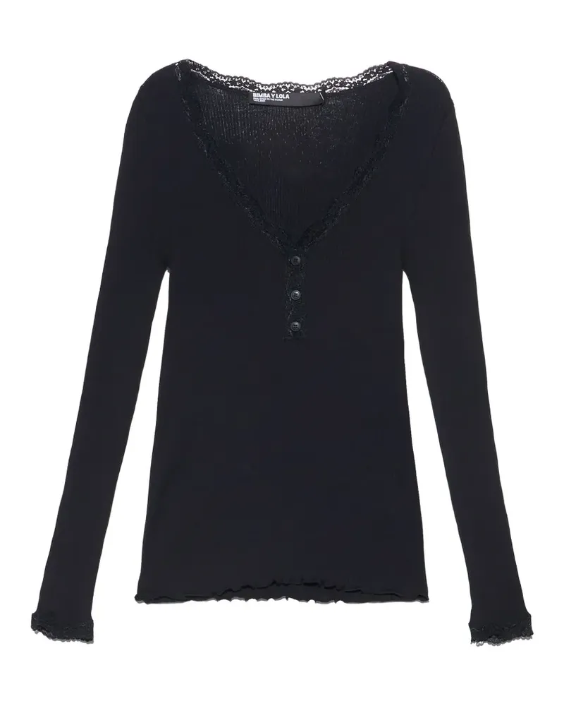 BIMBA Y LOLA T-Shirt mit V-Ausschnitt - Schwarz Schwarz