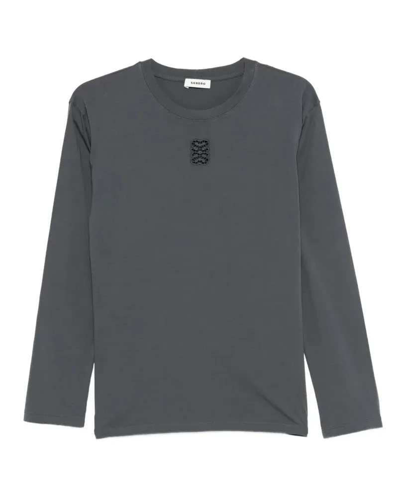 Sandro Langarmshirt mit Stickerei - Grau Grau