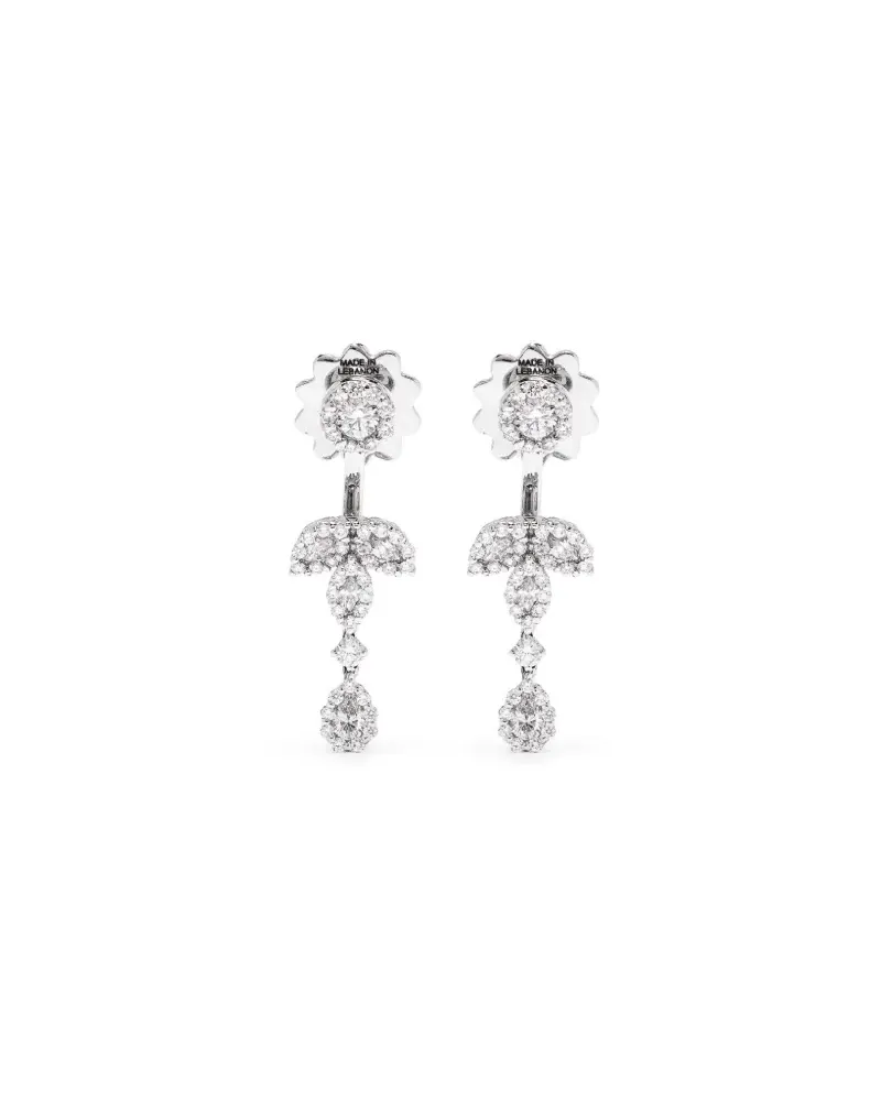 YEPREM 18kt Weißgold-Hängeohrringe mit Diamanten - Silber Silber