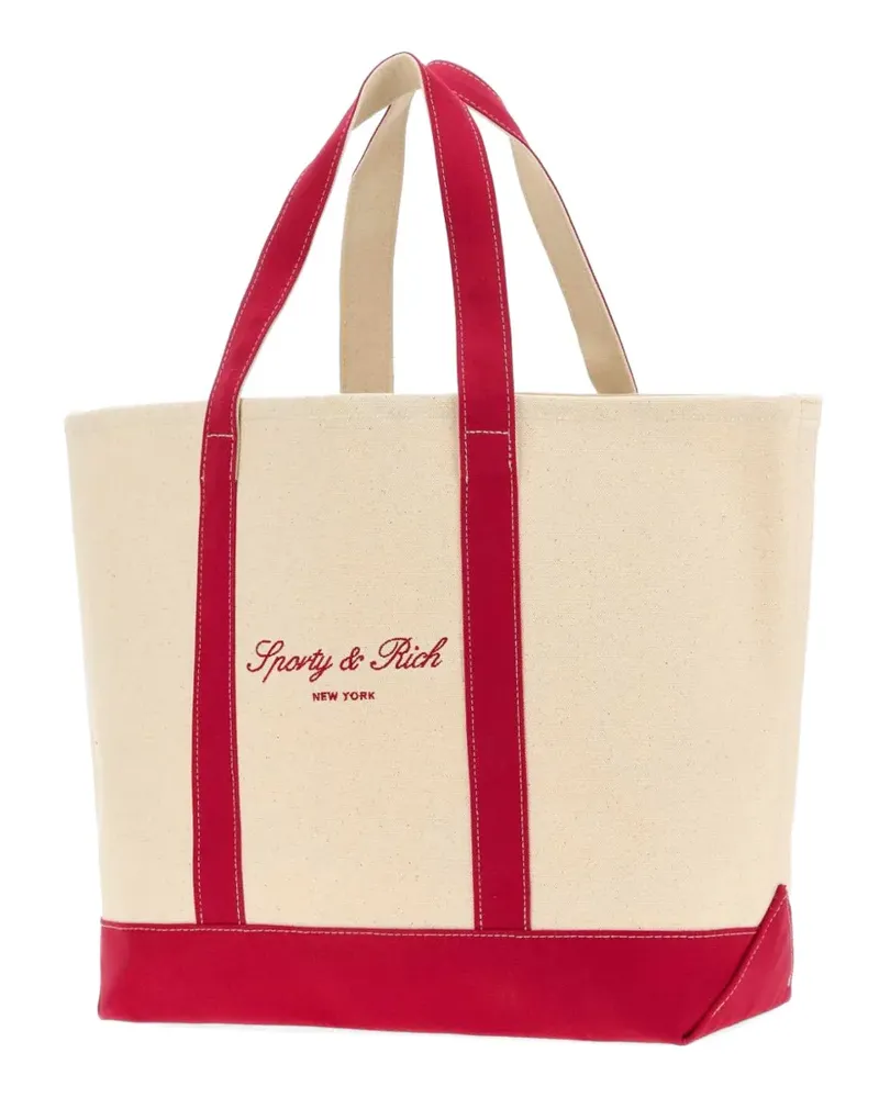 SPORTY & RICH logo-print tote bag - Nude Nude