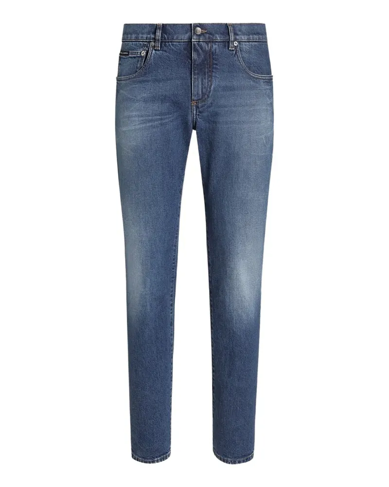 Dolce & Gabbana logo-patch straight jeans - Blau Blau