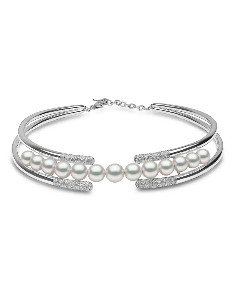 YOKO London 18kt Weißgoldhalskette mit Südseeperlen und Diamant - Silber Silber