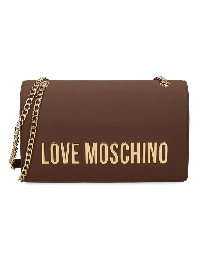 Moschino Umhängetasche mit Logo-Schild - Braun Braun