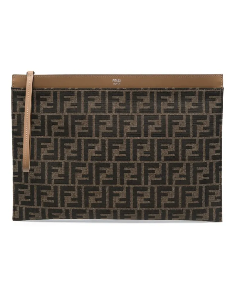Fendi Clutch mit Monogrammmuster - Braun Braun