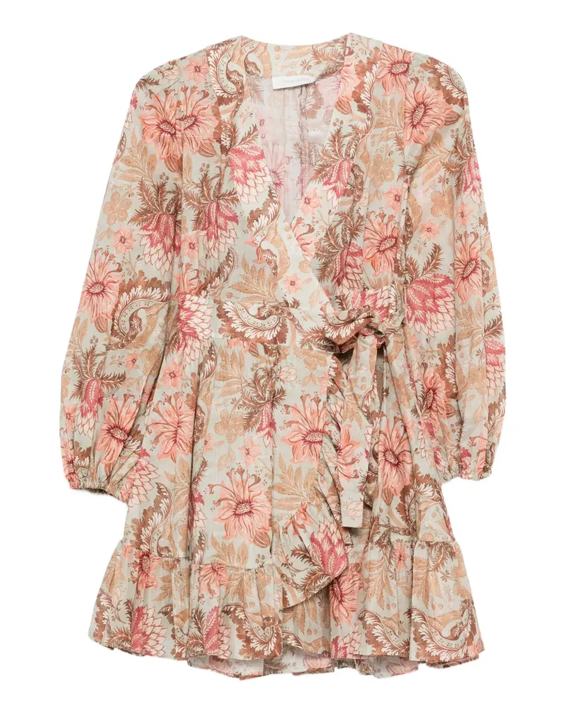 Zimmermann floral ruffled mini dress - Grün Grün