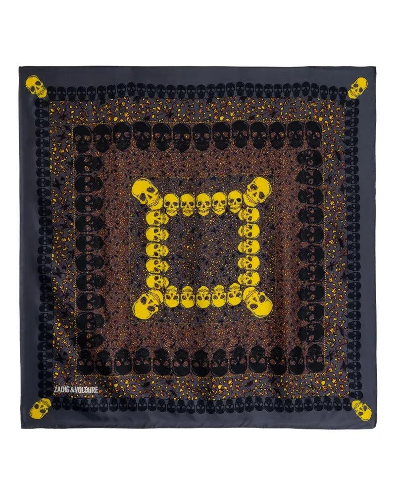 Zadig & Voltaire Schal mit Totenkopf-Print - Braun Braun