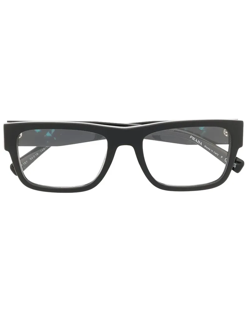 Prada Brille mit eckigem Gestell - Schwarz Schwarz