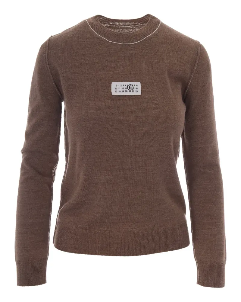 Maison Margiela Pullover mit Logo-Patch - Braun Braun