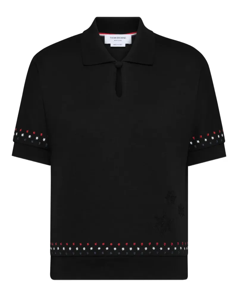 Thom Browne snowflake-embroidery polo top - Schwarz Schwarz