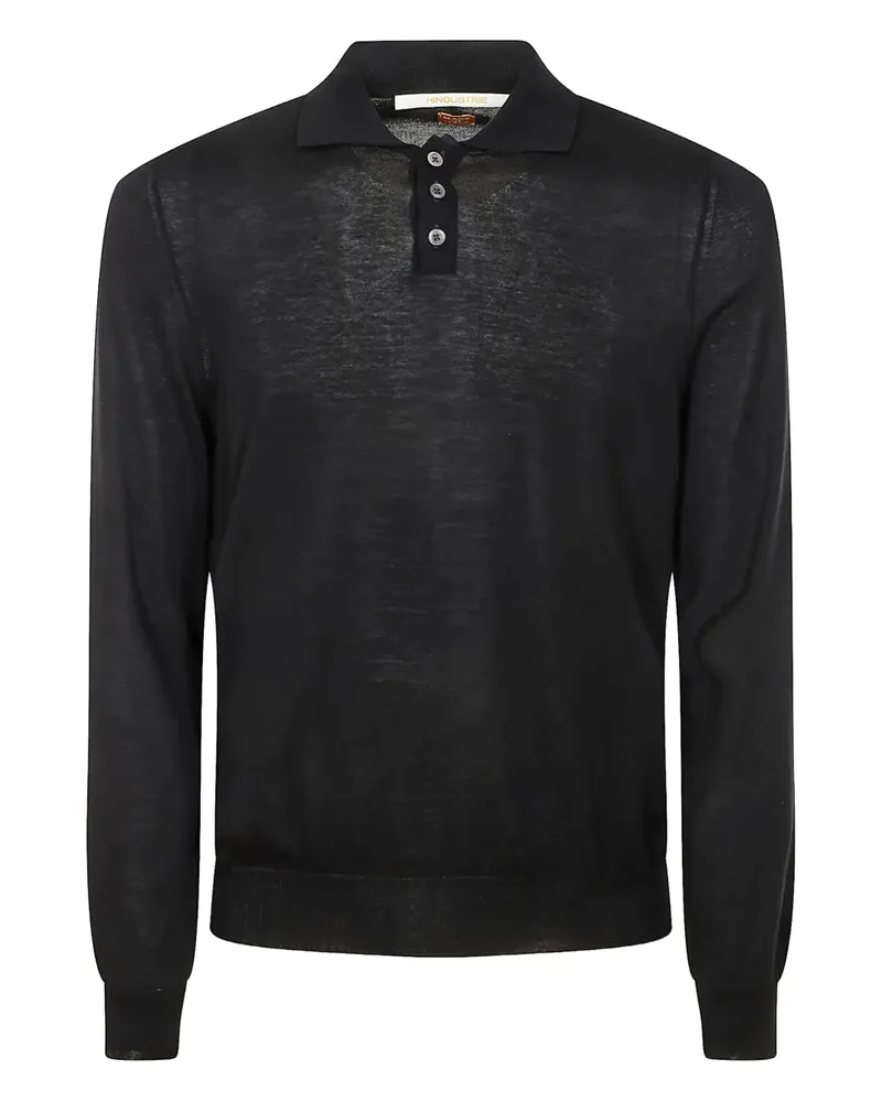 Alpha Industries Poloshirt mit langen Ärmeln - Schwarz Schwarz
