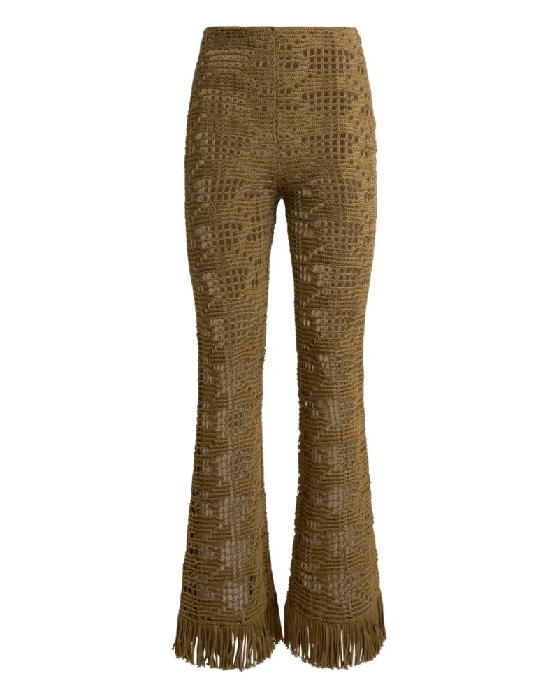 Etro textured fringed trousers - Grün Grün