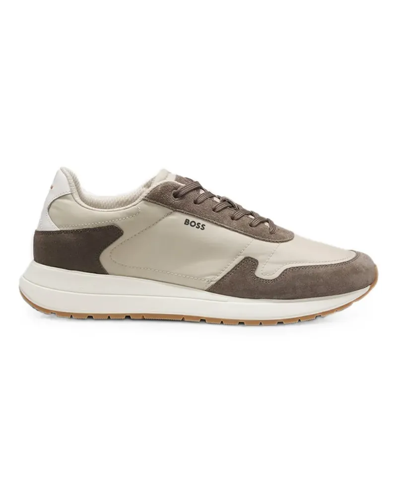 HUGO BOSS Vinston Runn lace-up sneakers in lightweight fabric with suede trims - Nude Nude