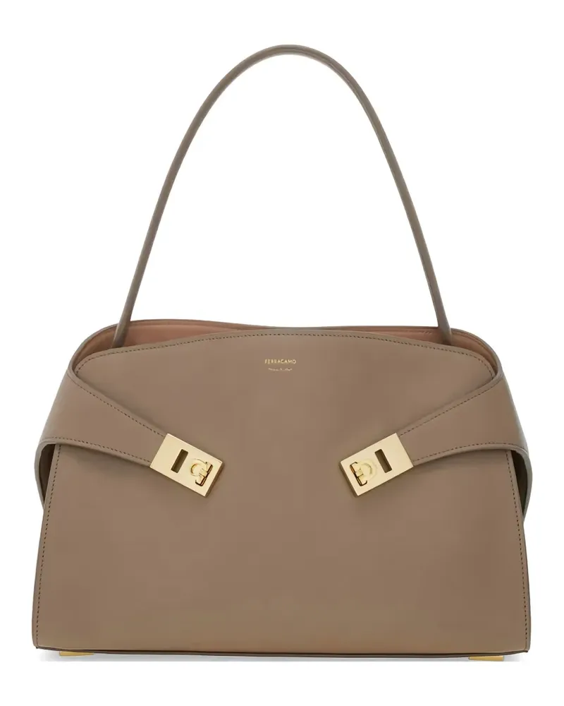 Ferragamo medium Hug leather tote bag - Nude Nude