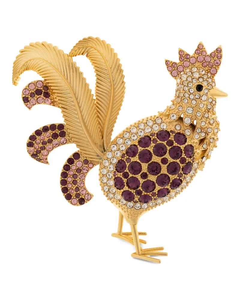 Dolce & Gabbana embellished rooster brooch - Gold Gold