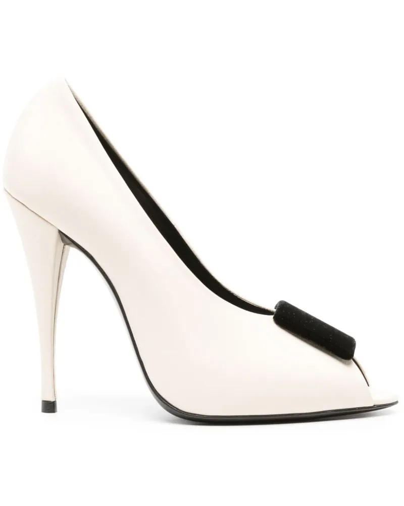 Saint Laurent Peeptoe-Pumps aus Seide 115mm - Nude Nude