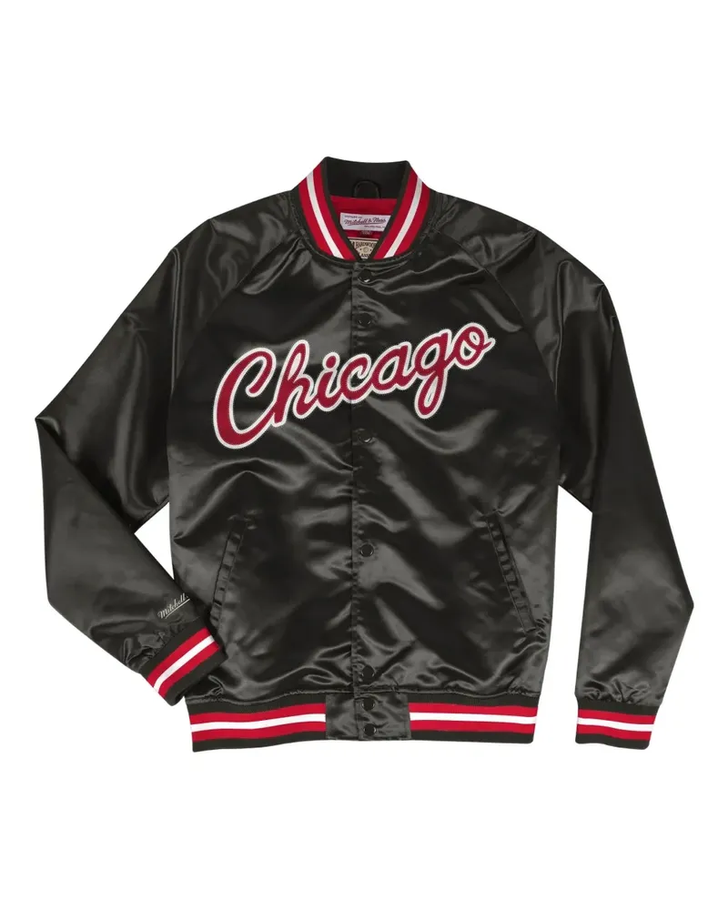 Mitchell & Ness Baseballjacke aus Satin - Schwarz Schwarz