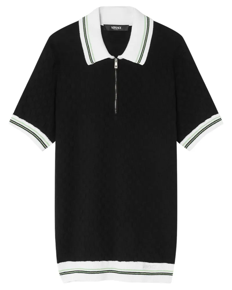 Versace Poloshirt mit Reißverschluss - Schwarz Schwarz