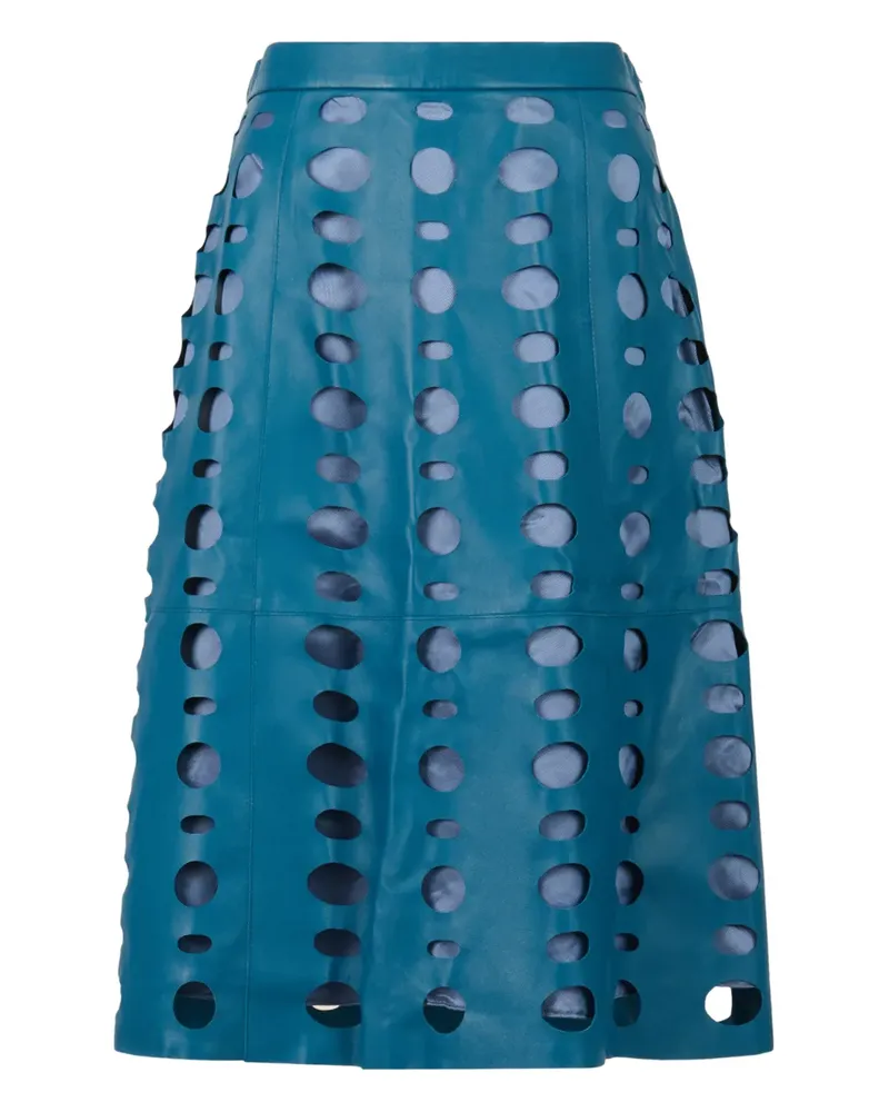 Marni Leder-Midirock mit Cut-Outs - Blau Blau