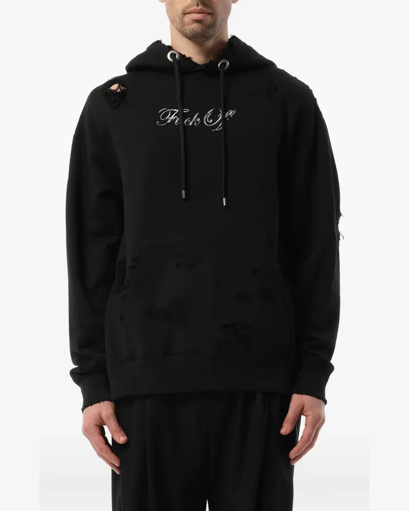 Mastermind Japan distressed skull-print hoodie - Schwarz Schwarz